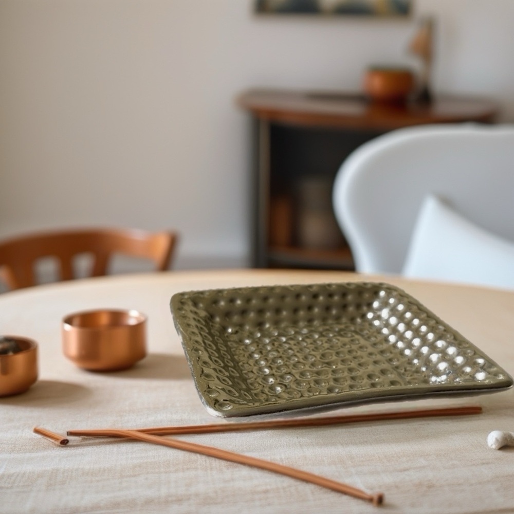 Elegant Silver  Textured Square Dish